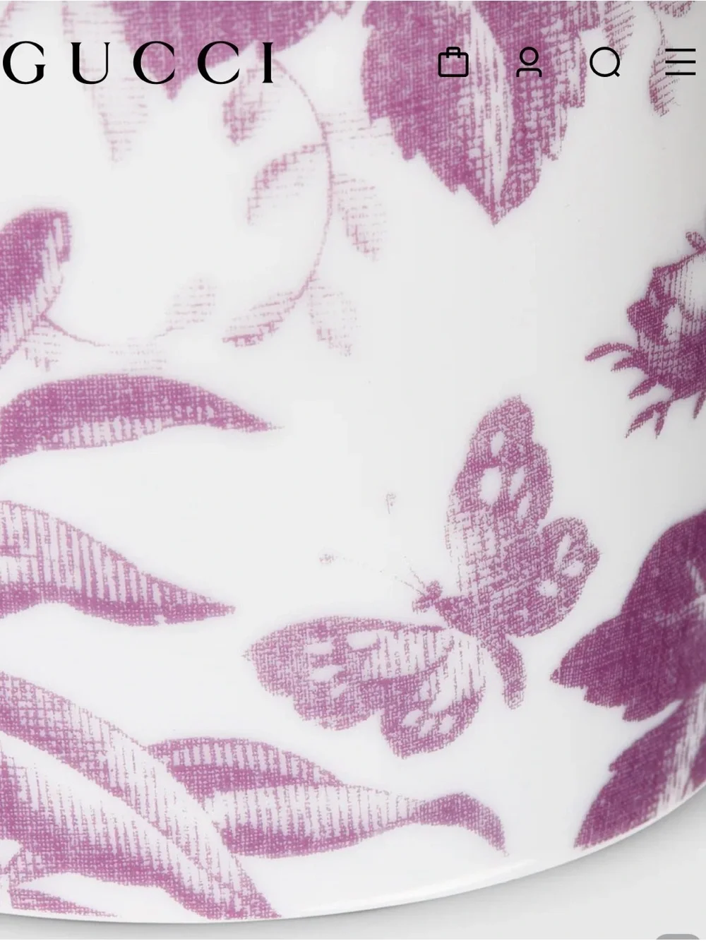 Gucci White Porcelain Tumbler with Lavender Floral Motif